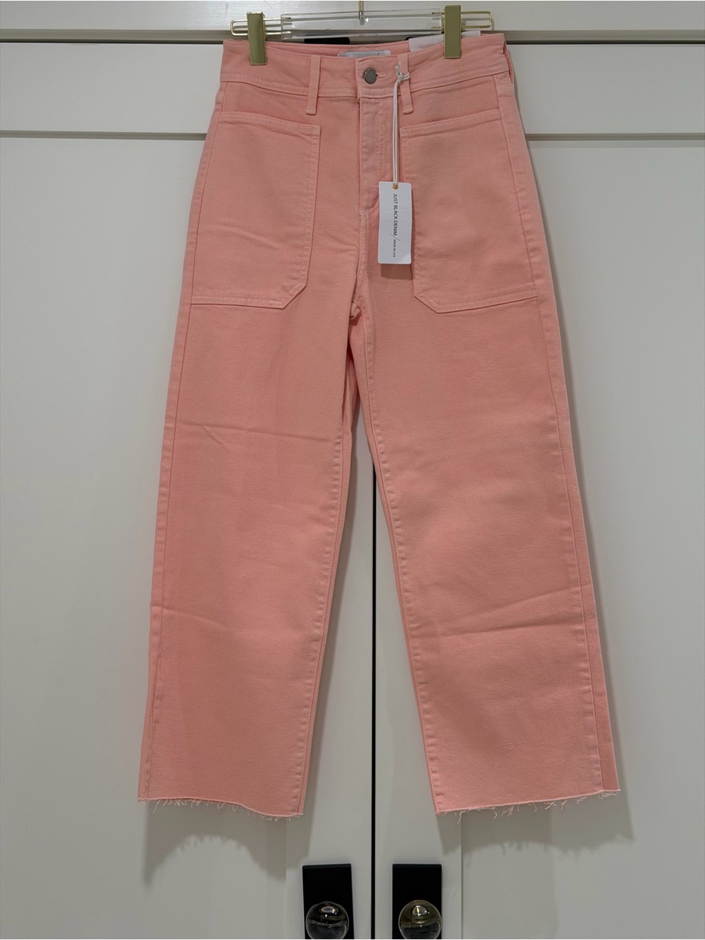 Just Black Peyton High Rise Utility Wide Leg Jeans Peach NWT 27